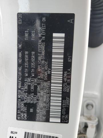 5TDGZRBH9LS511364 - 2020 TOYOTA HIGHLANDER XLE WHITE photo 14