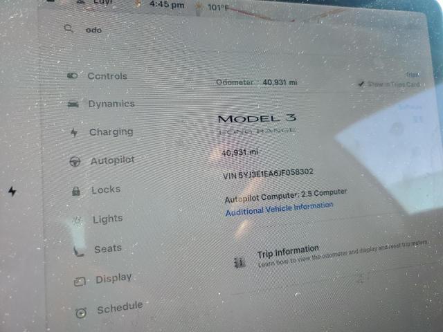 5YJ3E1EA6JF058302 - 2018 TESLA MODEL 3 Qara foto 9