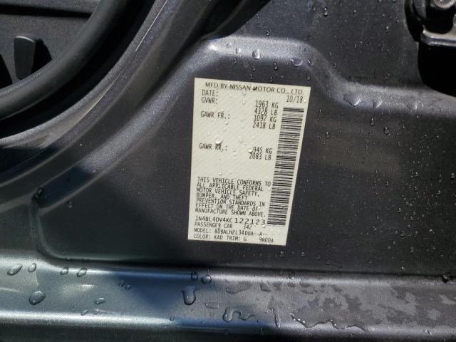 1N4BL4DV4KC122123 - 2019 NISSAN ALTIMA SV GRAY photo 12