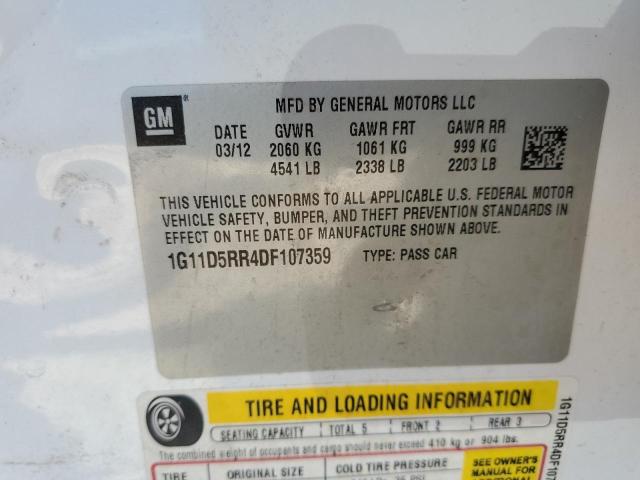 1G11D5RR4DF107359 - 2013 CHEVROLET MALIBU 1LT 白色 照片 12