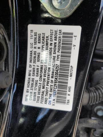 19XFC2F85KE004257 - 2019 HONDA CIVIC SPORT 黑色 照片 12