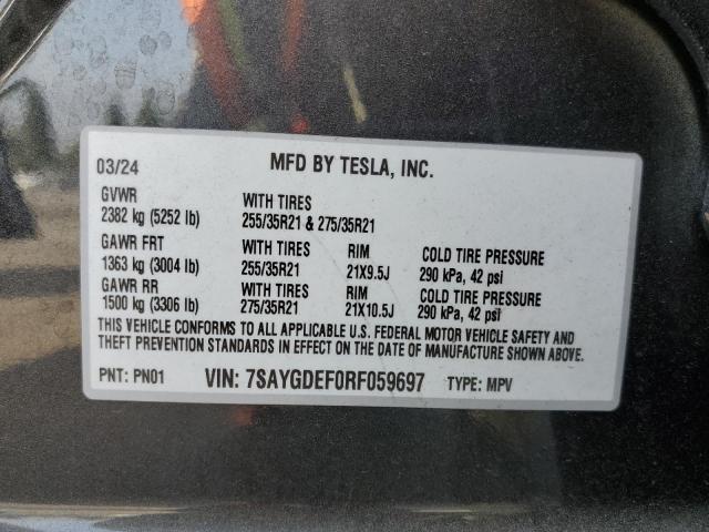 7SAYGDEF0RF059697 - 2024 TESLA MODEL Y Qara foto 13