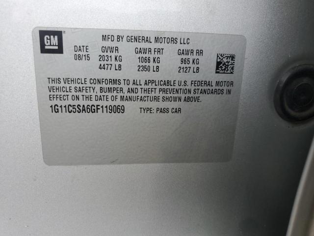 1G11C5SA6GF119069 - 2016 CHEVROLET MALIBU LIM LT 银色 照片 12