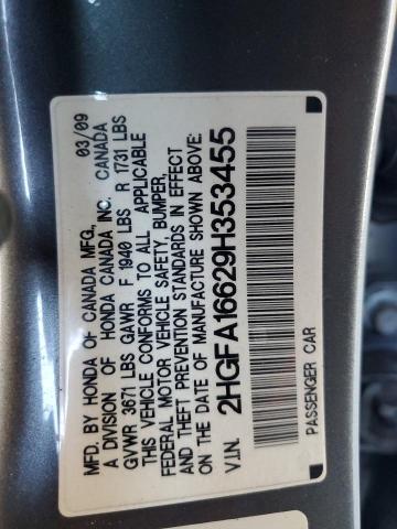 2HGFA16629H353455 - 2009 HONDA CIVIC LX-S GRAY photo 13