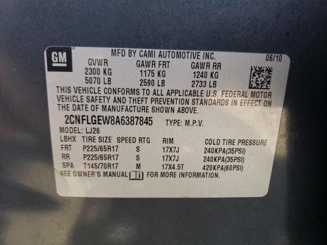 2CNFLGEW8A6387845 - 2010 CHEVROLET EQUINOX LS LTZ GRAY photo 13