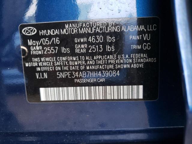 5NPE34AB7HH439084 - 2017 HYUNDAI SONATA SPORT Blau Foto 10