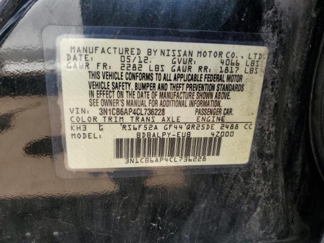 3N1CB6AP4CL736228 - 2012 NISSAN SENTRA SE-R SPEC V BLACK photo 12