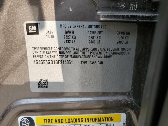 1G4GE5GD1BF214061 - 2011 BUICK LACROSSE CXS GRAY photo 12