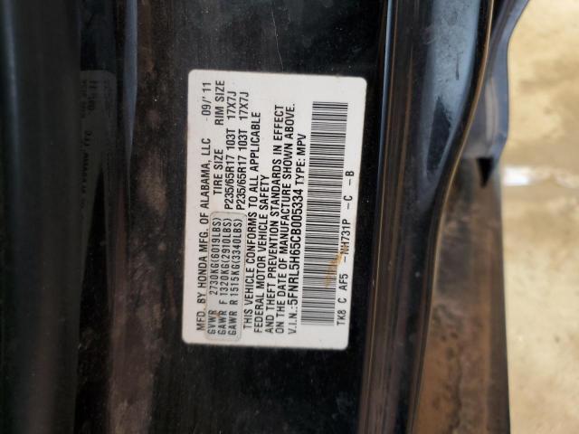 5FNRL5H65CB005334 - 2012 HONDA ODYSSEY EXL BLACK photo 13