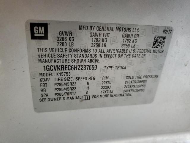 1GCVKREC6HZ237669 - 2017 CHEVROLET SILVERADO K1500 LT SILVER photo 12