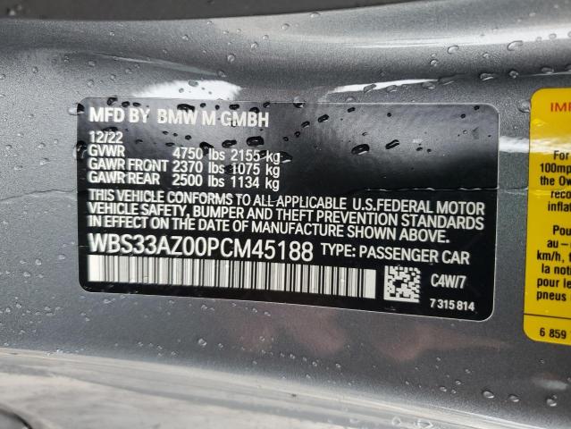 WBS33AZ00PCM45188 - 2023 BMW M4 COMPETITION GRAY photo 12