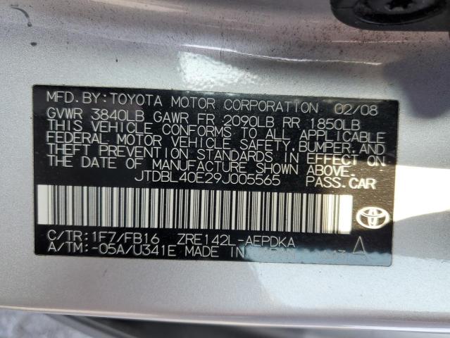 JTDBL40E29J005565 - 2009 TOYOTA COROLLA BASE Gümüş foto 12