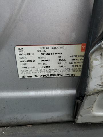 5YJXCAE20HF061156 - 2017 TESLA MODEL X SILVER photo 13
