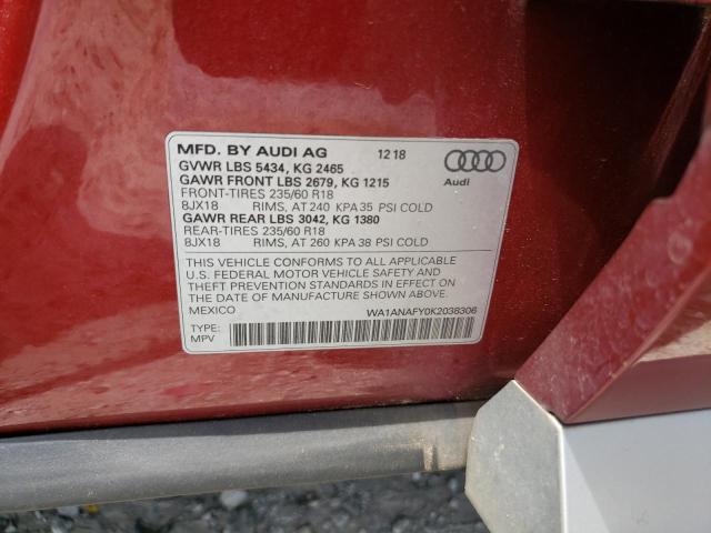 WA1ANAFY0K2038306 - 2019 AUDI Q5 PREMIUM RED photo 12