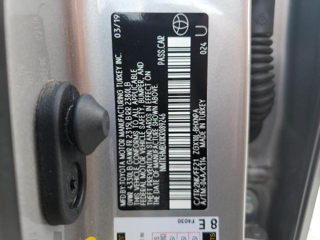 NMTKHMBX0KR089246 - 2019 TOYOTA C-HR XLE SILVER photo 13