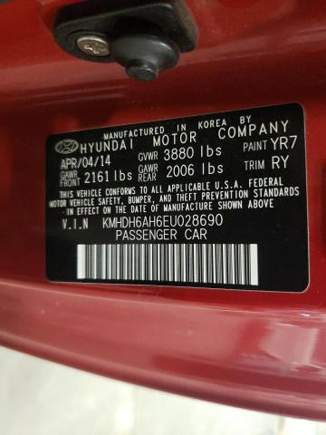 KMHDH6AH6EU028690 - 2014 HYUNDAI ELANTRA CO GS RED photo 12