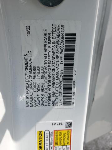 19XFL2H85NE024879 - 2022 HONDA CIVIC SPORT WHITE photo 12