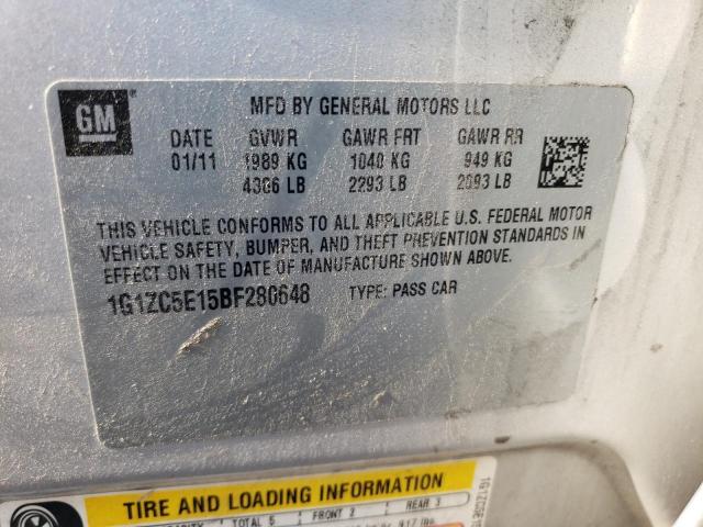 1G1ZC5E15BF280648 - 2011 CHEVROLET MALIBU 1LT 银色 照片 12