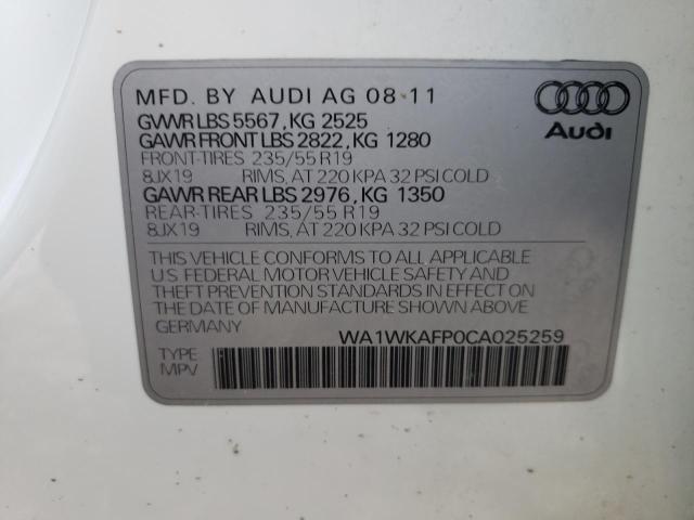WA1WKAFP0CA025259 - 2012 AUDI Q5 PRESTIGE WHITE photo 12