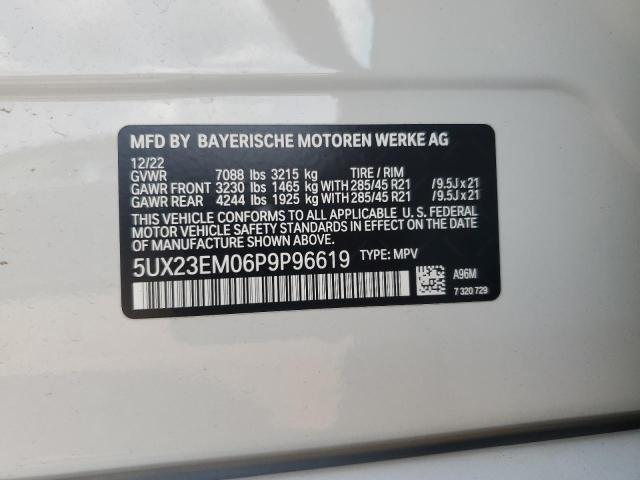 5UX23EM06P9P96619 - 2023 BMW X7 XDRIVE40I WHITE photo 12