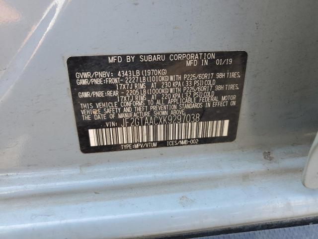 JF2GTAACXK9297038 - 2019 SUBARU CROSSTREK أزرق صورة 13