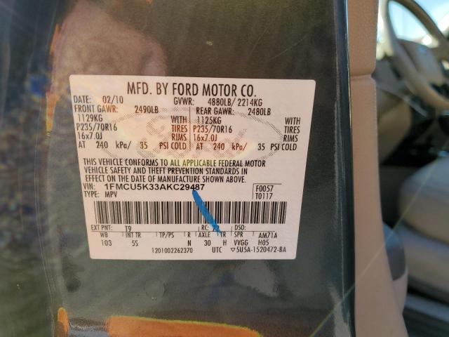 1FMCU5K33AKC29487 - 2010 FORD ESCAPE HYBRID BLACK photo 14