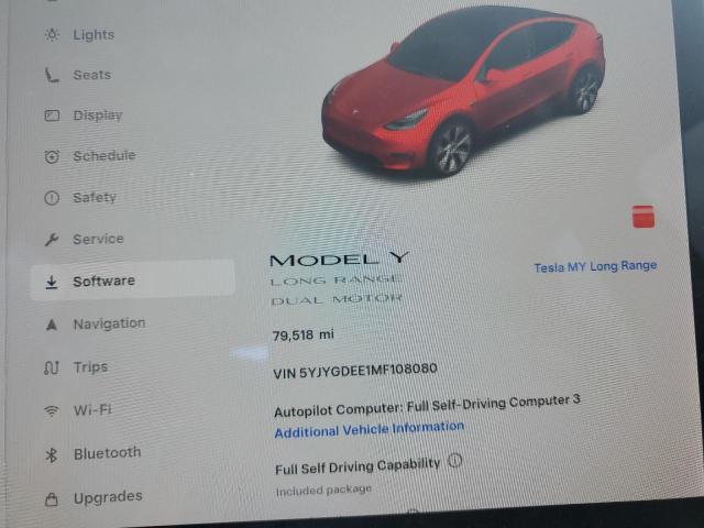 5YJYGDEE1MF108080 - 2021 TESLA MODEL Y Қызыл фото 14