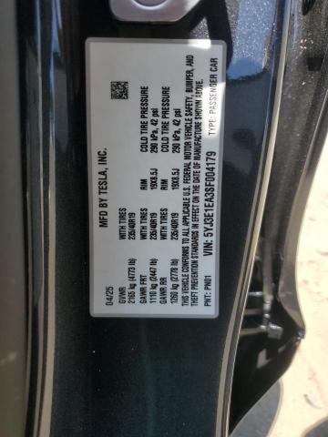 5YJ3E1EA3SF004179 - 2025 TESLA MODEL 3 GRAY photo 12