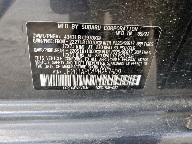 JF2GTAPC4PH257509 - 2023 SUBARU CROSSTREK PREMIUM رمادي صورة 13