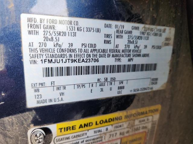 1FMJU1JT9KEA23706 - 2019 FORD EXPEDITION XLT 蓝色 照片 13