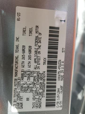 5TFMA5DB2PX076974 - 2023 TOYOTA TUNDRA CREWMAX PLATINUM GRAY photo 12