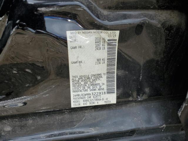 1N4BL4CW4KN322918 - 2019 NISSAN ALTIMA SR Czarny zdjęcie 12