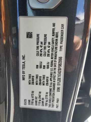 5YJ3E1EA2SF982866 - 2025 TESLA MODEL 3 GRAY photo 12