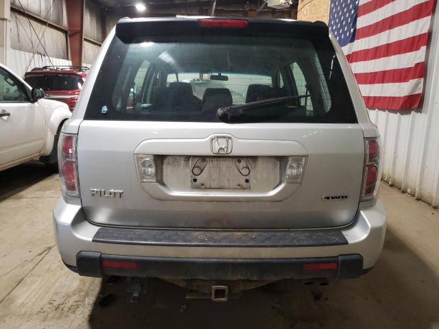 2HKYF18107H536495 - 2007 HONDA PILOT LX SILVER photo 6