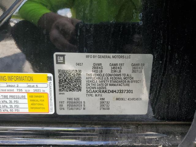 5GAKRAKD4HJ337301 - 2017 BUICK ENCLAVE BLACK photo 13