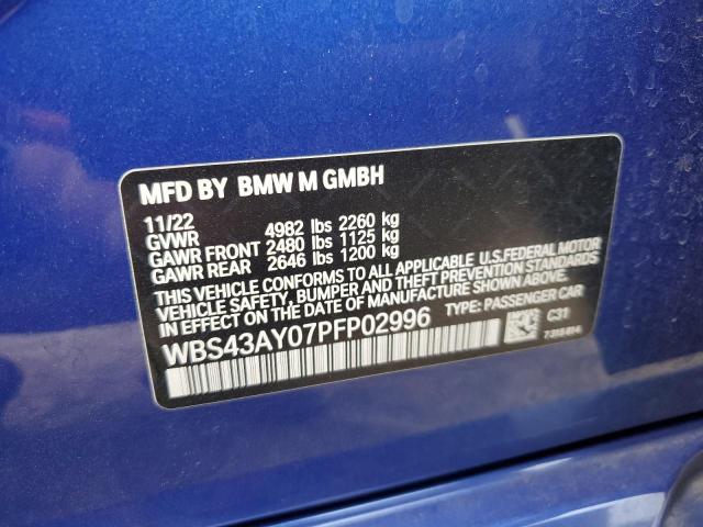 WBS43AY07PFP02996 - 2023 BMW M3 COMPETITION BLUE photo 12