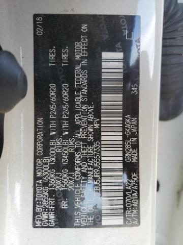 JTEBU5JR9J5557335 - 2018 TOYOTA 4RUNNER SR5/SR5 PREMIUM თეთრი ფოტო 13