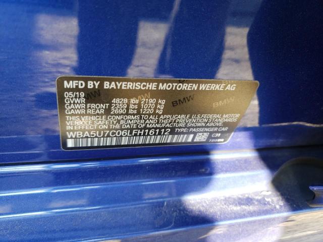 WBA5U7C06LFH16112 - 2020 BMW M340I Синий фото 12