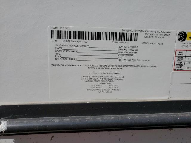 4YDTPPN28PD411402 - 2023 KEYSTONE PASSPORT TWO TONE photo 12