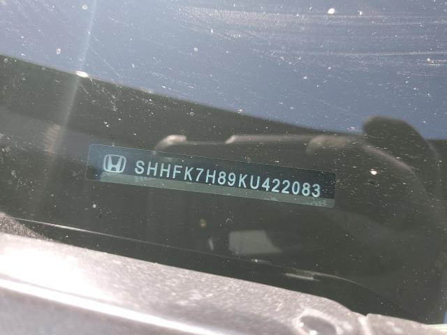 SHHFK7H89KU422083 - 2019 HONDA CIVIC EXL 灰色 照片 12