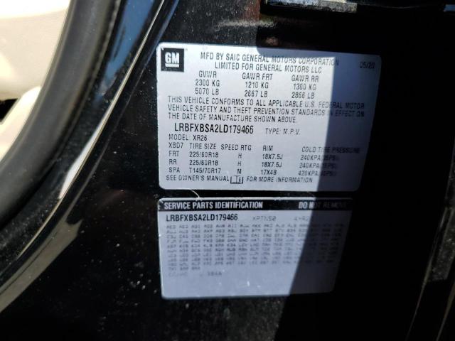 LRBFXBSA2LD179466 - 2020 BUICK ENVISION PREFERRED BLACK photo 12