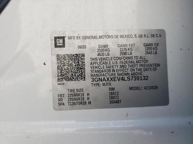 3GNAXXEV4LS739132 - 2020 CHEVROLET EQUINOX PREMIER WHITE photo 14