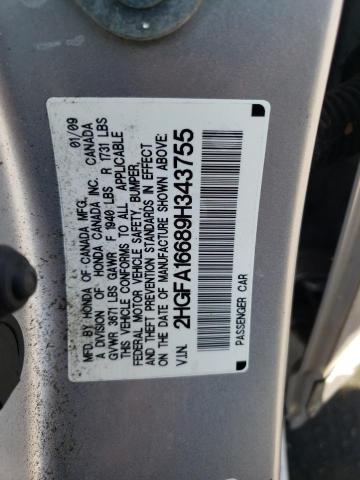 2HGFA16689H343755 - 2009 HONDA CIVIC LX-S 银色 照片 13