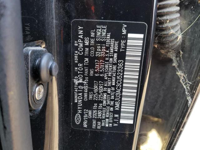 KM8JU3AC3CU523363 - 2012 HYUNDAI TUCSON GLS BLACK photo 14