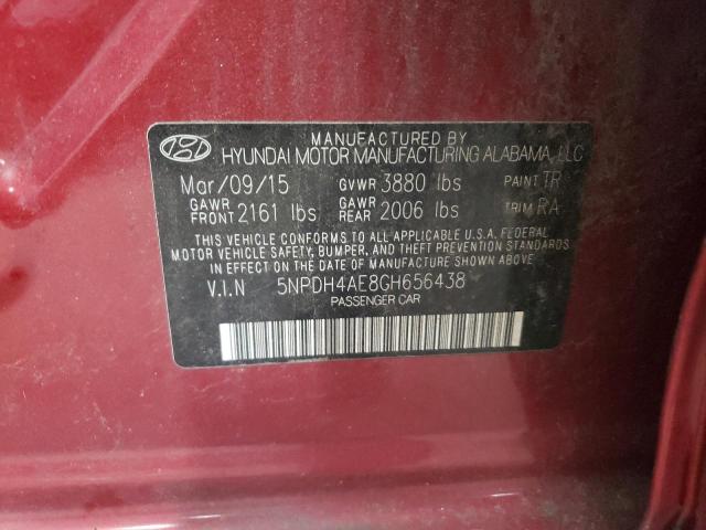 5NPDH4AE8GH656438 - 2016 HYUNDAI ELANTRA SE BURGUNDY photo 12