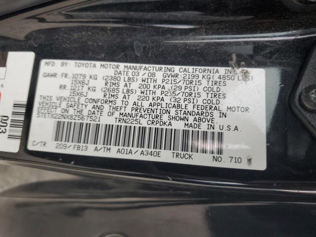 5TETX22NX8Z567521 - 2008 TOYOTA TACOMA ACCESS CAB BLACK photo 12