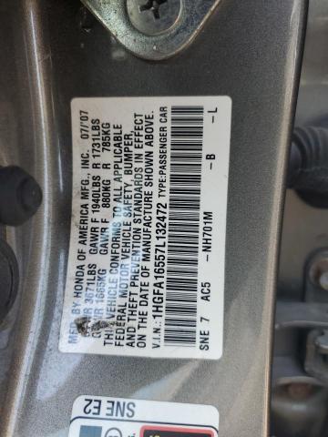 1HGFA16557L132472 - 2007 HONDA CIVIC LX Szary zdjęcie 12