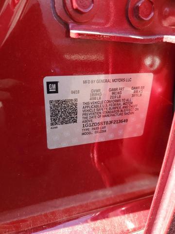 1G1ZD5ST0JF213649 - 2018 CHEVROLET MALIBU LT Bordeaux Foto 13