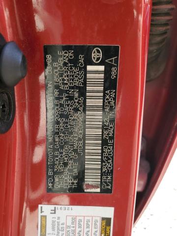 JTDBL40E099034046 - 2009 TOYOTA COROLLA BASE RED photo 12