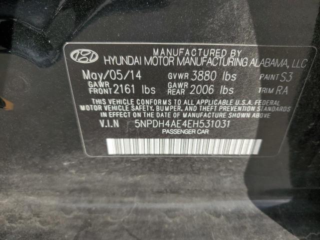 5NPDH4AE4EH531031 - 2014 HYUNDAI ELANTRA SE BLACK photo 12